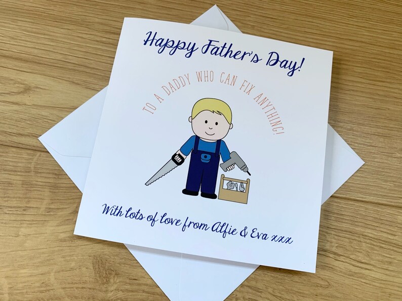 Personalised Handyman DIY Dad FATHERS DAY card Daddy Dad any message any names bild 3