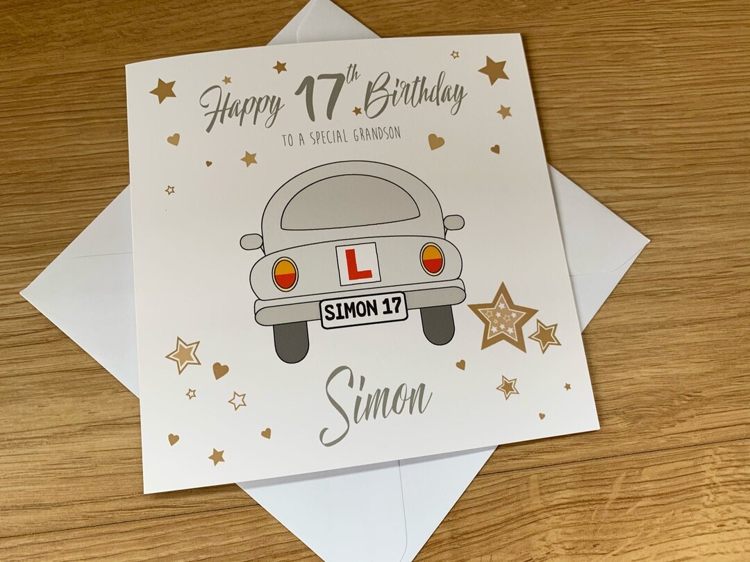 17th Birthday Card, Learner Driver, Personalised, Driving Lessons Card ...