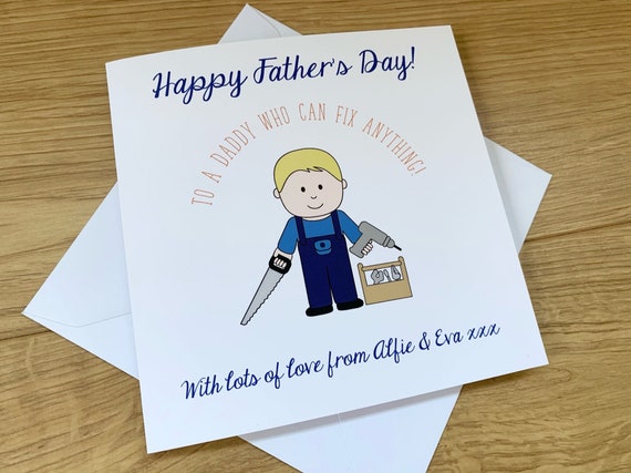 Personalised Handyman DIY Dad FATHERS DAY card Daddy Dad any message any names