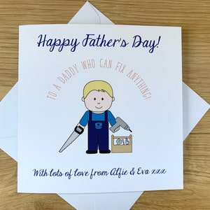 Personalised Handyman DIY Dad FATHERS DAY card Daddy Dad any message any names bild 2