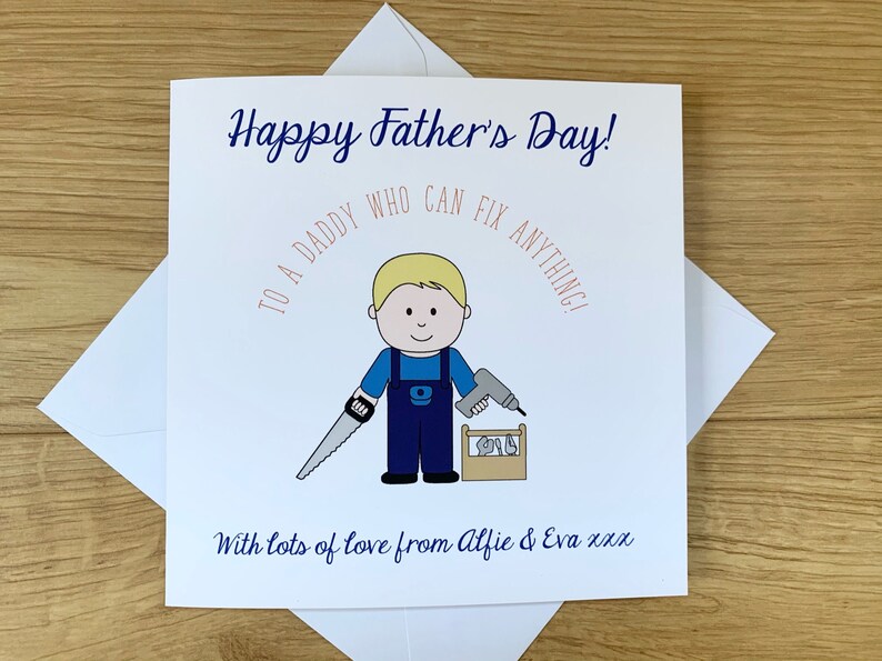 Personalised Handyman DIY Dad FATHERS DAY card Daddy Dad any message any names bild 2