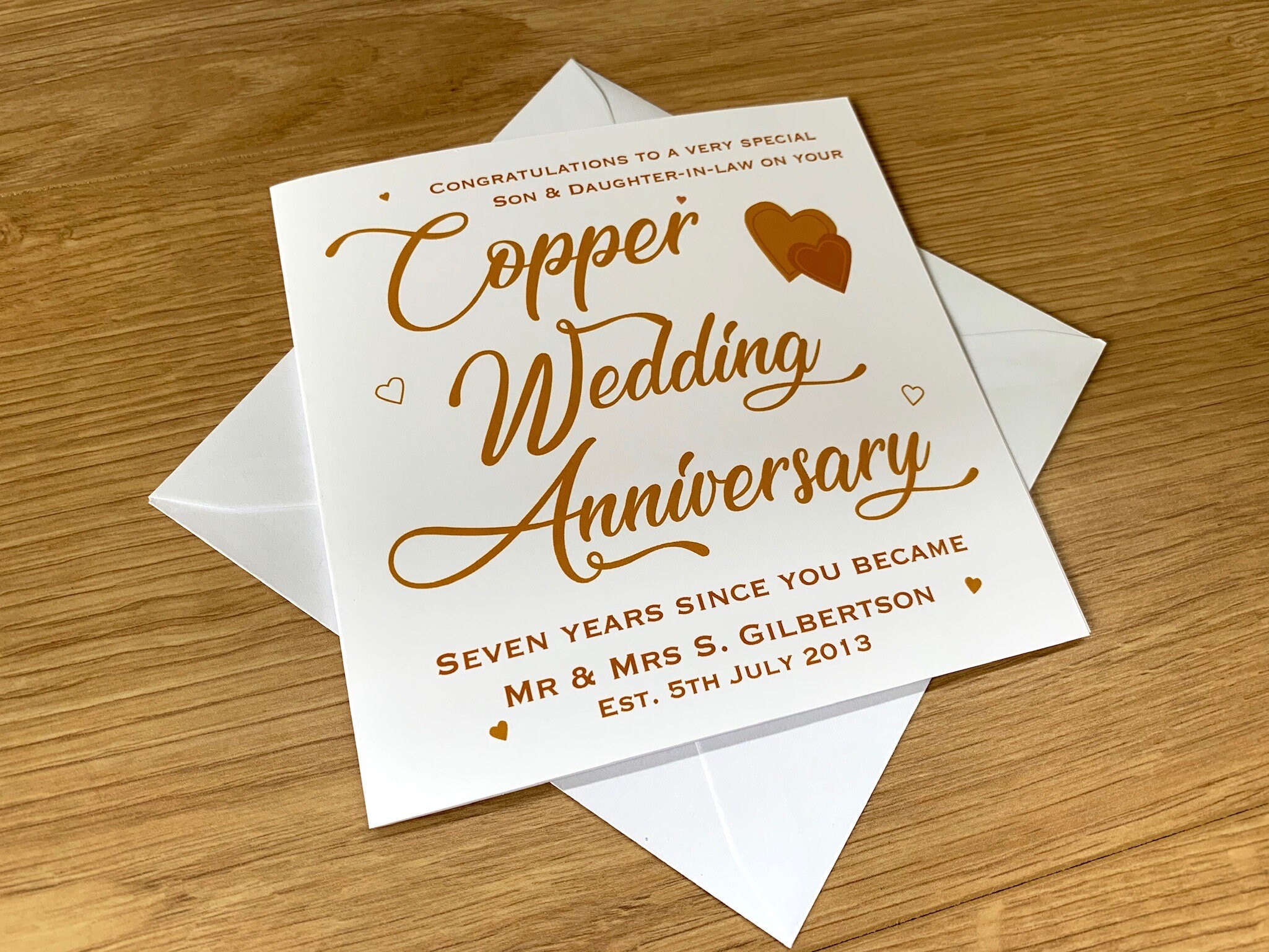 Personalised Copper 7th Wedding Anniversary Card Husband Wife Etsy
