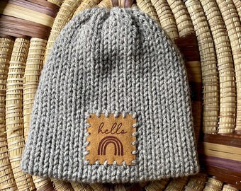 Hello newborn knitted baby beanie, baby hats, photo props, unisex