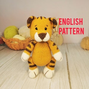 Crochet PATTERN tiger, Amigurumi animals pattern, Crochet tiger amigurumi pattern, Crochet toy animals, ENG, Cute little tiger pattern