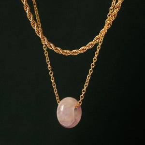Amethyst Necklace, Crystal Donut Stone Necklace, Gold Jewelry Set, Amethyst Pendant, Best Friend Birthday Gift, Mothers Day Gift for Her