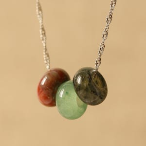 Custom Crystal Pendant Necklace, Multi Gemstone Necklace, Crystal Donut Pendants, Custom Jewelry Gift, Personalized Gift For Her