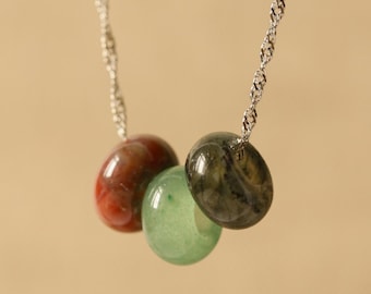 Custom Crystal Pendant Necklace, Multi Gemstone Necklace, Crystal Donut Pendants, Custom Jewelry Gift, Personalized Gift For Her
