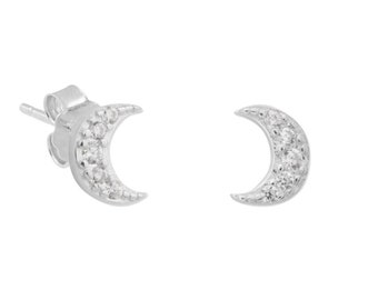 Boucles d’oreilles Crescent Moon Stud, Boucles d’oreilles Half Moon, Boucles d’oreilles Gold Crescent Moon, Bijoux Célestes, Cadeaux de Noël pour elle