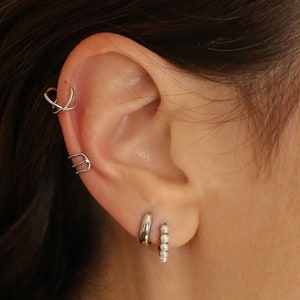 Ear Cuff falso, Ear Cuff sin perforación, Ear Cuff plateado sin perforación, Piercing falso de hélice, Ear Wrap, Piercing falso, Ear Cuff de caracola