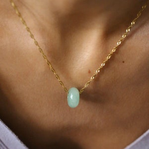 Green Aventurine Necklace, Protection Amulet Pendant, Stone Donut Necklace, Healing Crystal Jewelry, Christmas Gifts for Her