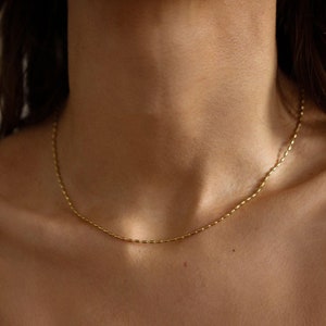 18k Gold Stainless Steel Necklace, Waterproof Necklace, Thin Gold Chain Choker, Anti Tarnish, Unique Jewelry Gift for Her