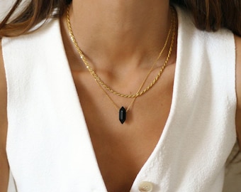 Obsidian Stone Necklace,  Protection Amulet Necklace, Handmade Crystal Jewelry, Unique Mindfulness Gift
