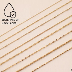 18K Gold Necklace-Ball Chain-Curb Chain- Satellite Necklace-Anchor Chain-Rope Chain-Womens Choker Necklace-Simple Gold Necklace