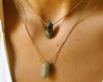 Labradorite necklace gold- Labradorite Point Necklace - Gold Chain - Unique Crystal Pendant - Perfect Christmas Gift for Her