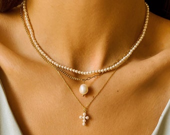 Pearl Drop Necklace, Real Pearl Necklace-Small Pearl Necklace, Birthday Gift for Her, Valentines Gift for Her