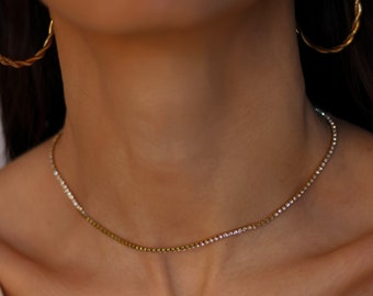 Collier choker diamant, collier choker tennis, collier tennis Cz, cadeau collier de Noël pour elle