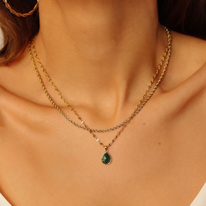 Natural malachite pendant necklace, Plain necklace or layered necklace set, Malachite gemstone necklace, Valentines Gifts for Her