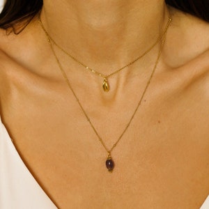 Rohe Amethyst-Kristallhalskette, zierliche Amethyst-Halskette Echt, Valentinstag Geschenk für sie, Rohkristall-Halskette Gold Bild 1