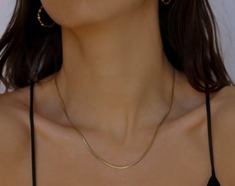 Gold Schlangenkette Halskette · Edelstahl Schlangenkette · Herringbone Kette · Layering