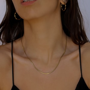 Gold Snake Chain Necklace · Stainless Steel Snake Chain ·  Herringbone Chain · Layering