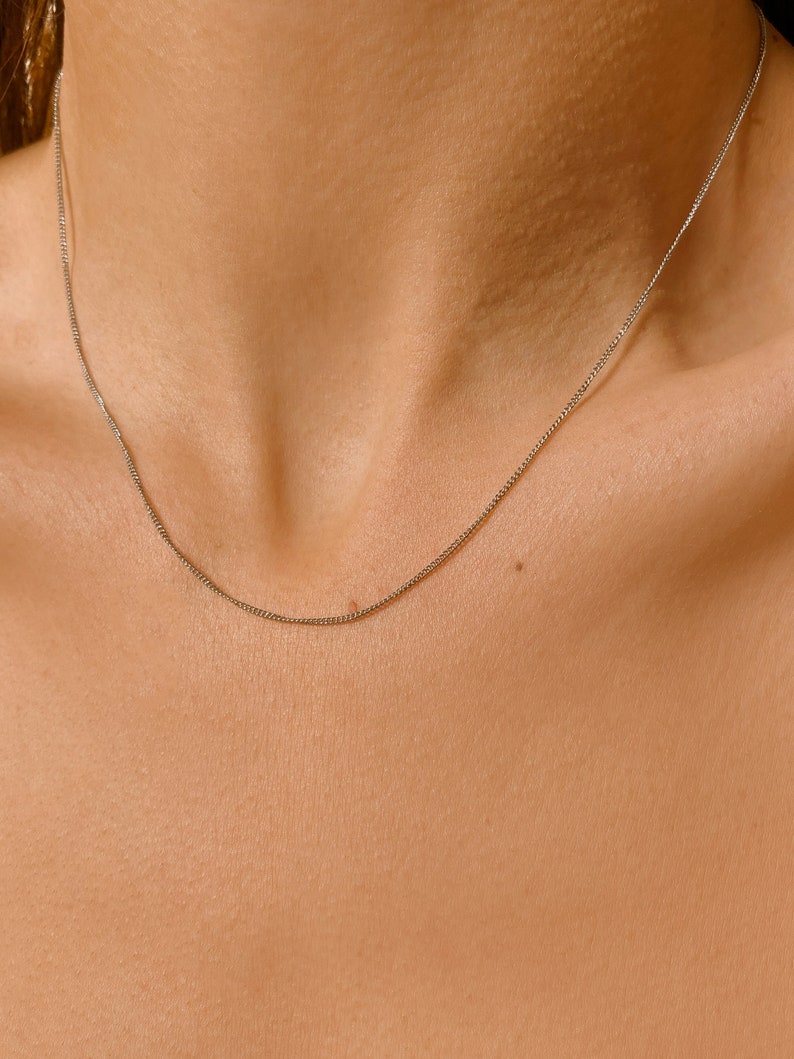 18K Gold Halskette Silber-Damen-Halskette-Dünne Goldkette-Halskette-Geburtstagsgeschenk für Sie-Geschenk für Mama-Geschenk für Frau Bild 9