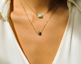 Healing crystal necklace, Larimar Pendant, Natural Larimar Necklace - Gold Chain - Valentines Gift for Her