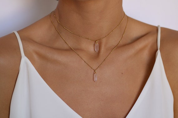 Long Dainty Rose Quartz Crystal 