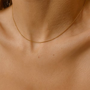 18K Gold Halskette Silber-Damen-Halskette-Dünne Goldkette-Halskette-Geburtstagsgeschenk für Sie-Geschenk für Mama-Geschenk für Frau Gold