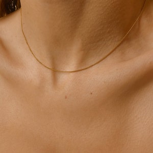 Chaîne fine en or-chaîne gourmette en argent-collier en or simple-collier ras du cou en or délicat-cadeau pour elle