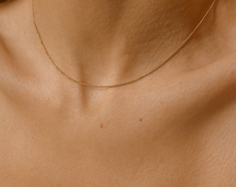 Thin Gold Chain-Silver Curb Chain Necklace-Simple Gold Necklace-Delicate Gold Choker Necklace-Gift for Her