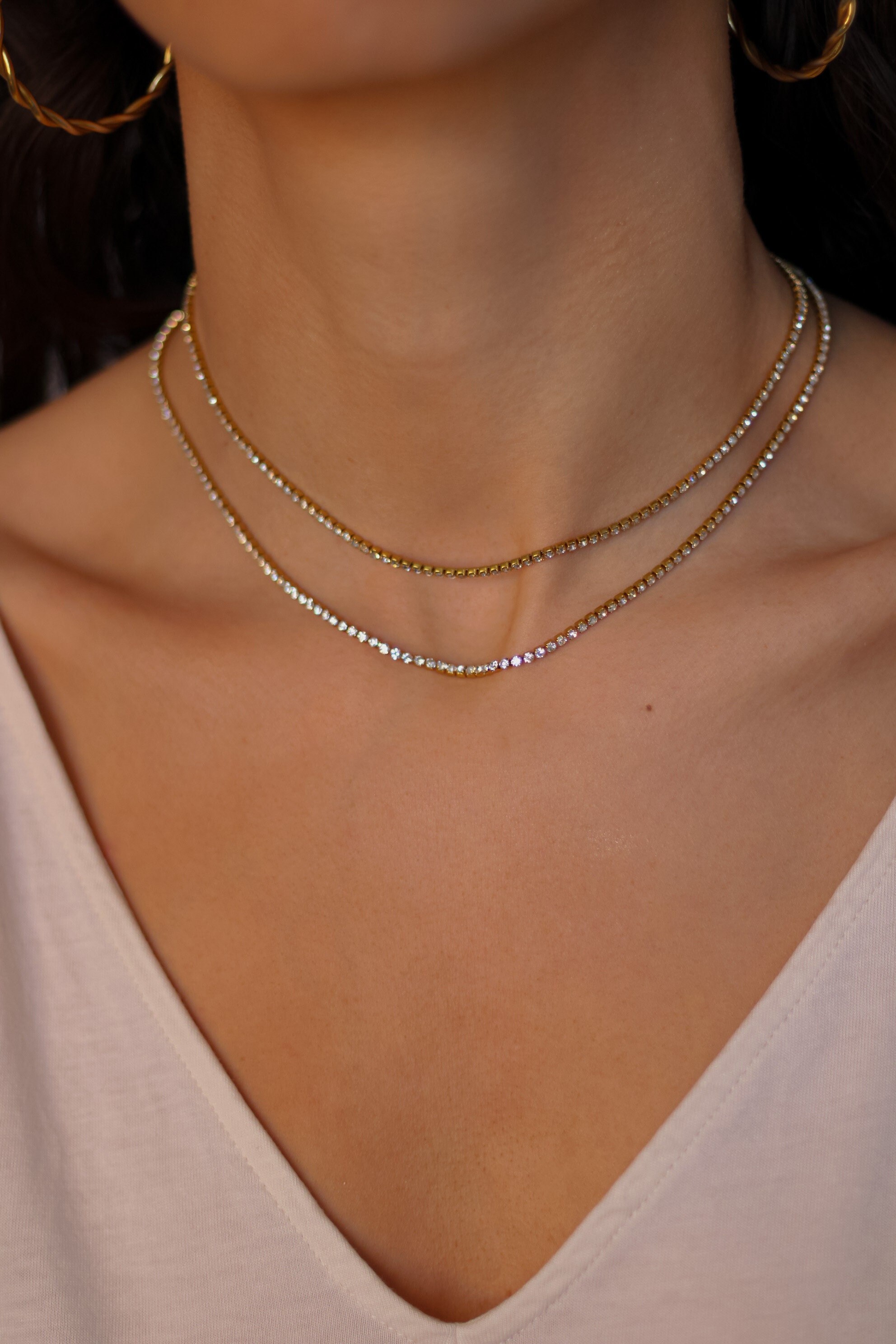 Tennis Choker Necklace Diamond Choker Necklace Cz Tennis