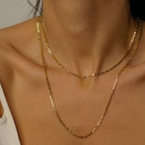 Simple necklace dainty choker gold, Gold layered necklace set, Two delicate necklace gold, Thick gold chain choker necklace image 4