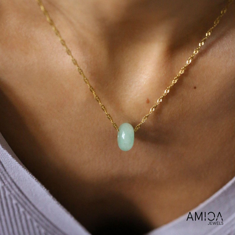 Green Aventurine Necklace, Protection Amulet Pendant, Stone Donut Necklace, Healing Crystal Jewelry, Christmas Gifts for Her