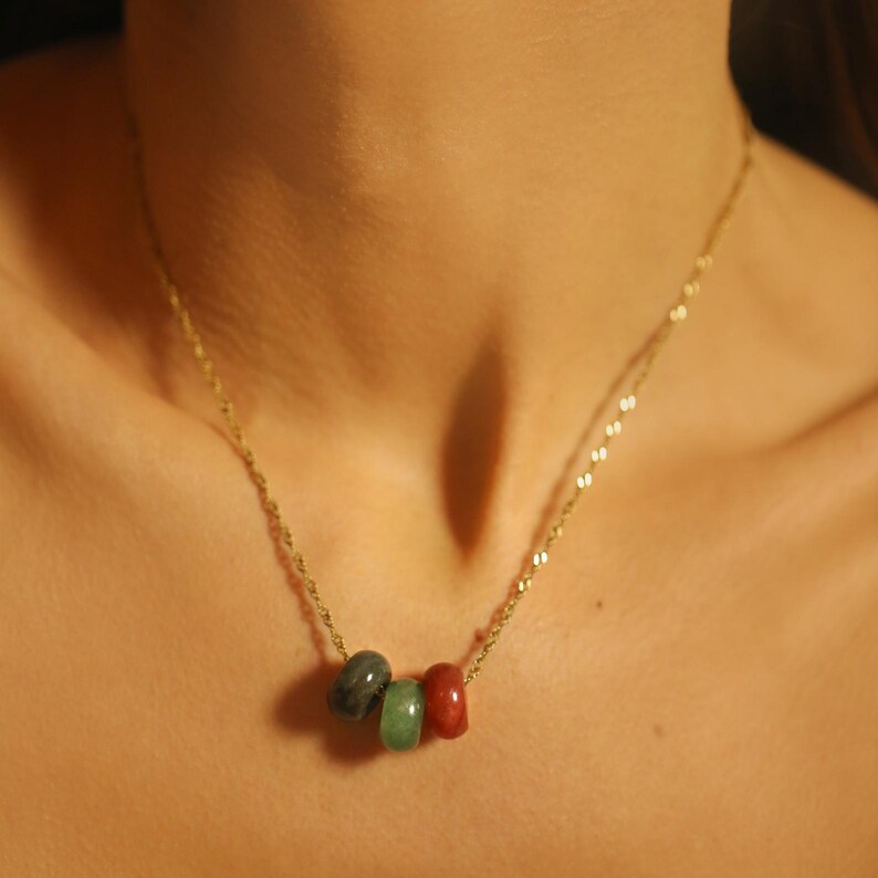 Green Aventurine Necklace, Protection Amulet Pendant, Stone Donut Necklace, Healing Crystal Jewelry, Christmas Gifts for Her