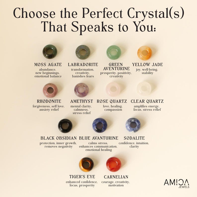 Crystal Pendant, Moss Agate, Labradorite, Amethyst, Jade, Rose Quartz, Clear Quartz, Rhodonite, Carnelian, Black Obsidian, Tiger Eye, Sodalite, Green Aventurine, Blue Aventurine