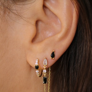 Aquamarine earrings, Onyx Stud Earrings, Sterling Silver Cartilage Earring, Tiny Helix Earring, Dainty earrings gold, Minimalist earrings image 5
