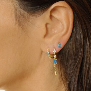 Aquamarine earrings, Onyx Stud Earrings, Sterling Silver Cartilage Earring, Tiny Helix Earring, Dainty earrings gold, Minimalist earrings image 8