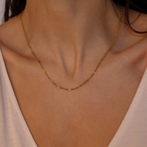 18K gouden ketting-Ball Chain-Curb Chain-satelliet ketting-ankerketting-touwketting-Womens choker ketting-eenvoudige gouden ketting afbeelding 9