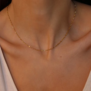 18K Gold Halskette-Kugel Kette-Panzerkette-Sateliten Halskette-Anker Kette-Seil Kette-Frauen Choker Halskette-Einfache Gold Halskette Bild 10