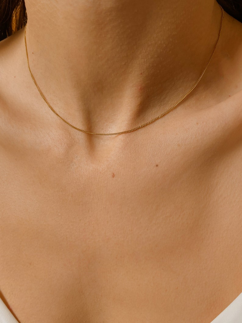18K Gold Halskette Silber-Damen-Halskette-Dünne Goldkette-Halskette-Geburtstagsgeschenk für Sie-Geschenk für Mama-Geschenk für Frau Bild 7