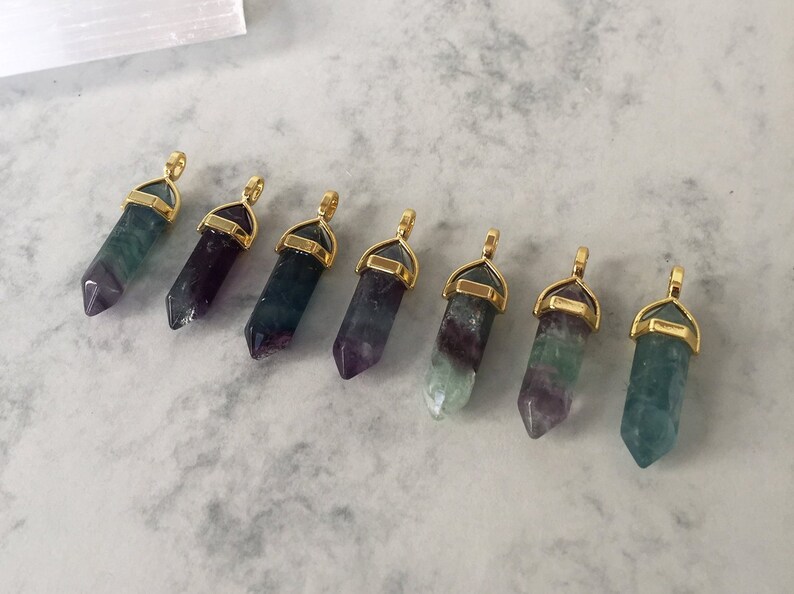 long crystal necklace gold filled chain Rainbow fluorite necklace gold long genuine chakra necklace raw fluorite pendant