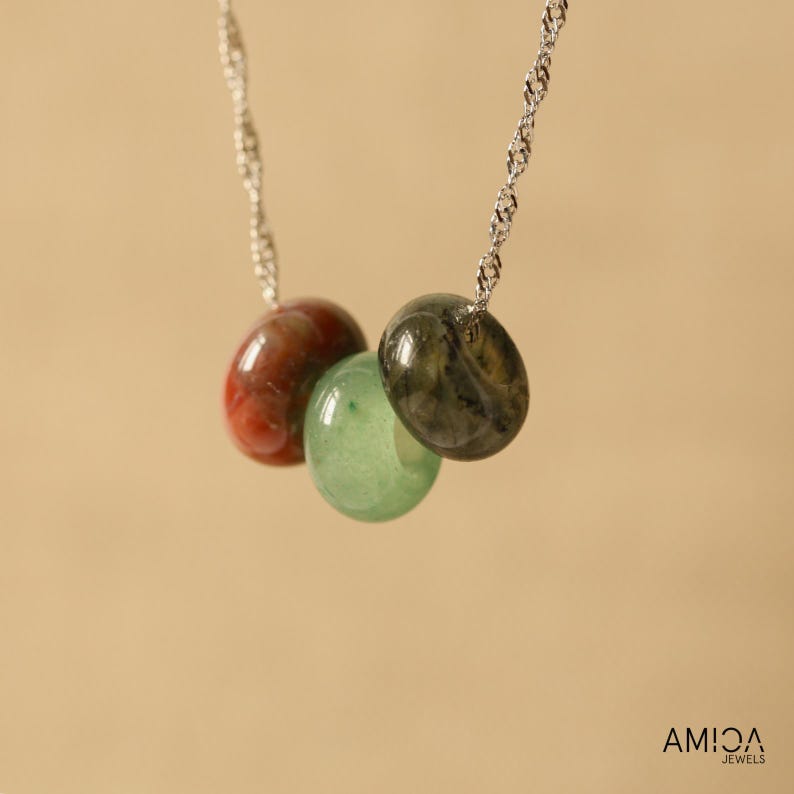 Custom Crystal Pendant Necklace, Multi Gemstone Necklace, Crystal Donut Pendants, Custom Jewelry Gift, Personalized Gift For Her