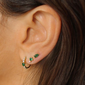 Aquamarine earrings, Onyx Stud Earrings, Sterling Silver Cartilage Earring, Tiny Helix Earring, Dainty earrings gold, Minimalist earrings image 10