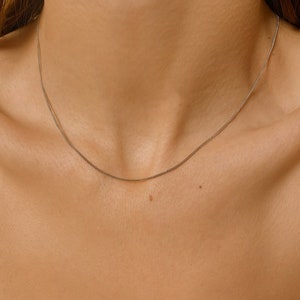 18K Gold Halskette Silber-Damen-Halskette-Dünne Goldkette-Halskette-Geburtstagsgeschenk für Sie-Geschenk für Mama-Geschenk für Frau Bild 10