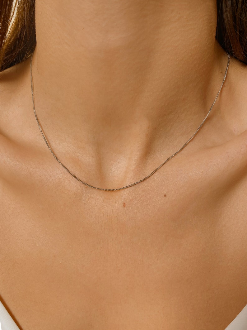 18K Gold Halskette Silber-Damen-Halskette-Dünne Goldkette-Halskette-Geburtstagsgeschenk für Sie-Geschenk für Mama-Geschenk für Frau Bild 10