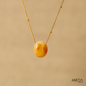 Gold Jade Halskette, gelbe Jade Anhänger, Kristall Donut Stein Halskette, Goldschmuck Geschenk, Muttertagsgeschenk für sie, Jahrestag Geschenke