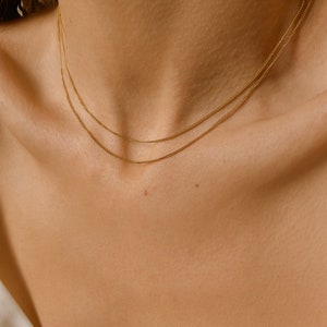 18K Gold Halskette Silber-Damen-Halskette-Dünne Goldkette-Halskette-Geburtstagsgeschenk für Sie-Geschenk für Mama-Geschenk für Frau Bild 5