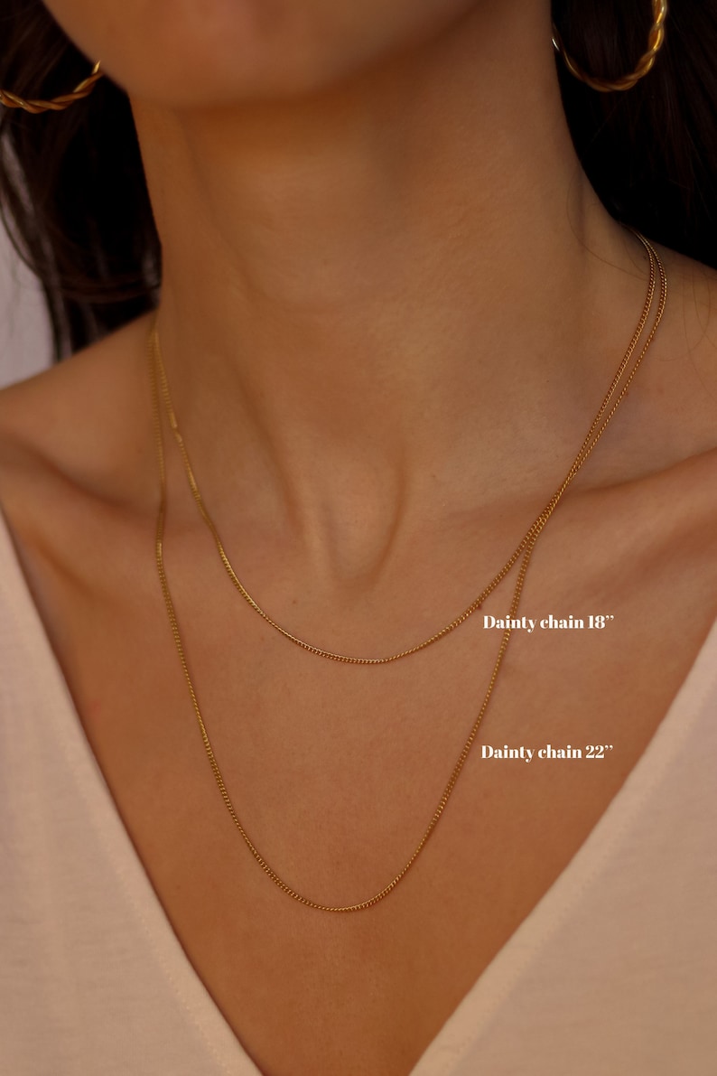 18K gouden ketting-Ball Chain-Curb Chain-satelliet ketting-ankerketting-touwketting-Womens choker ketting-eenvoudige gouden ketting afbeelding 4