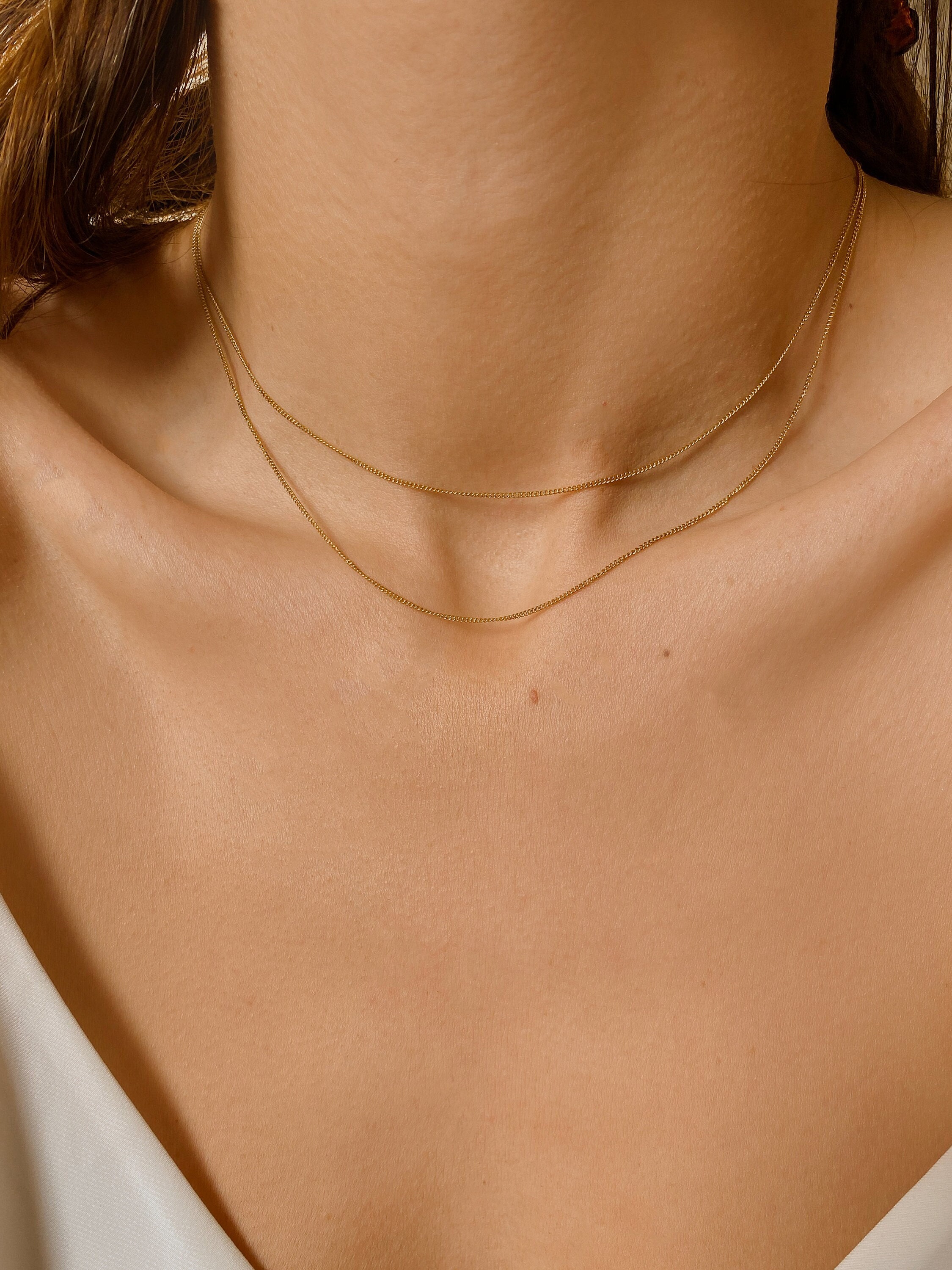 アクセサリー TODAYFUL Chain Choker Thin Necklace gold Link Together Choker: Gold, Thin, Wide-Link Choker – taudrey