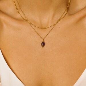 Rohe Amethyst-Kristallhalskette, zierliche Amethyst-Halskette Echt, Valentinstag Geschenk für sie, Rohkristall-Halskette Gold Bild 3